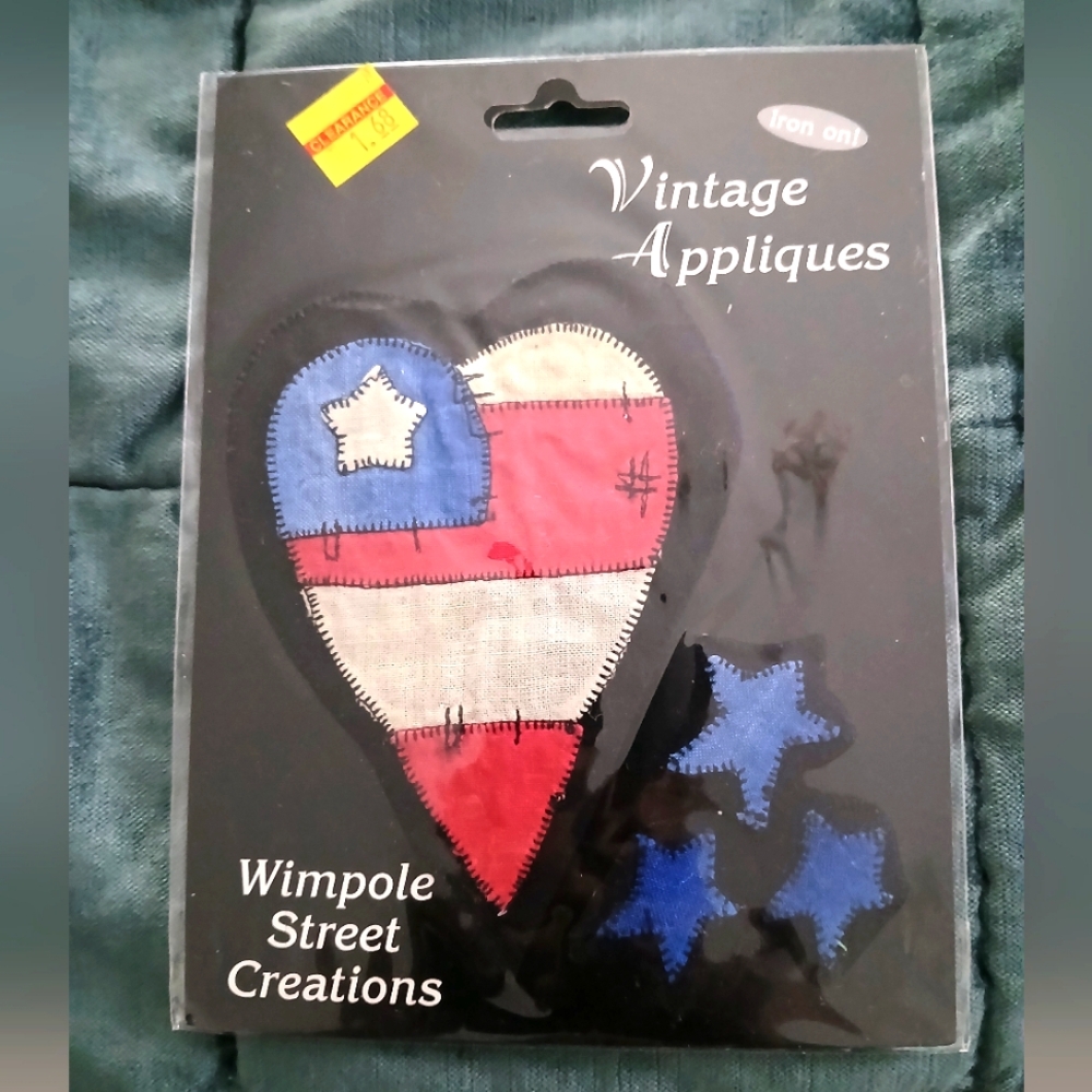 Vintage 2001 Wimpole Street Creations Appliques Iron-on Heart Stars Flag